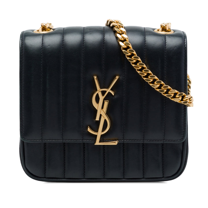 Saint Laurent Vicky Sac à chaîne Moyen Cuir d'agneau Noir – vue principale – GABY PARIS