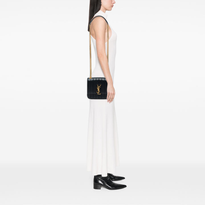 Saint Laurent Vicky Sac à chaîne Moyen Cuir d'agneau Noir – vue 6 – GABY PARIS