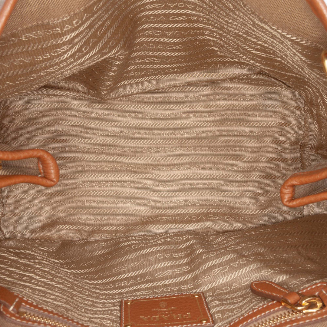 Prada Toile Canapa Logo Bow Sac cartable