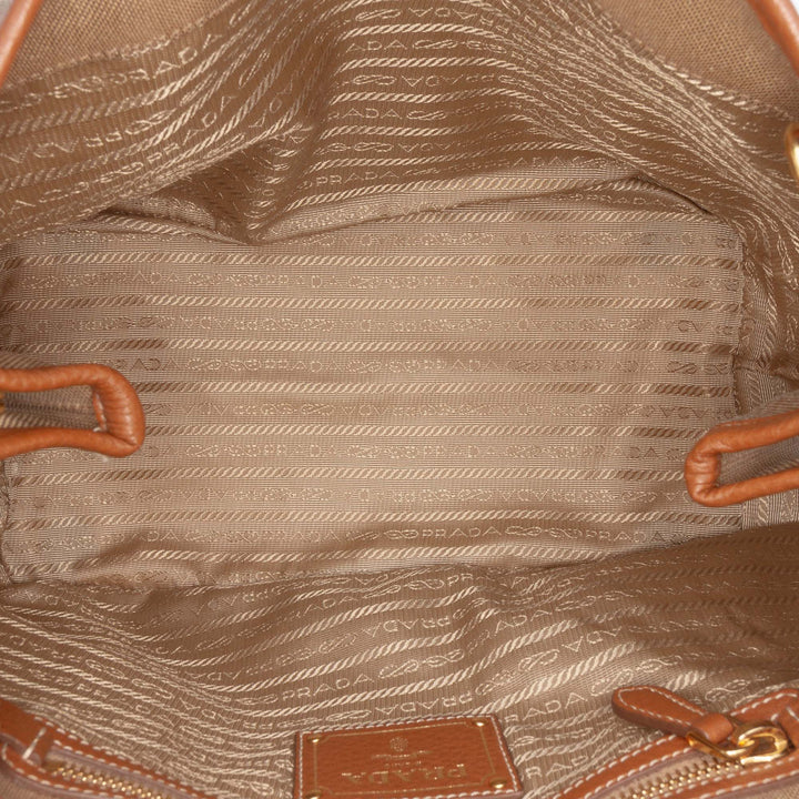 Prada Toile Canapa Logo Bow Sac cartable