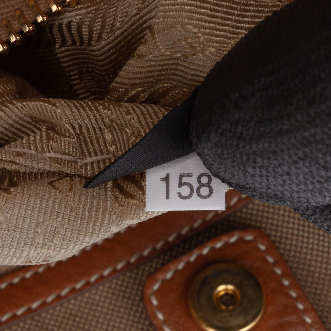 Prada Toile Canapa Logo Bow Sac cartable