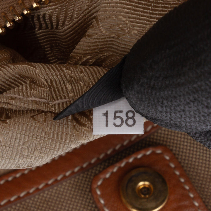 Prada Toile Canapa Logo Bow Sac cartable