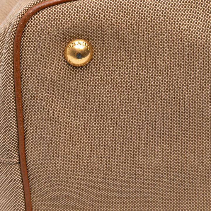 Prada Toile Canapa Logo Bow Sac cartable