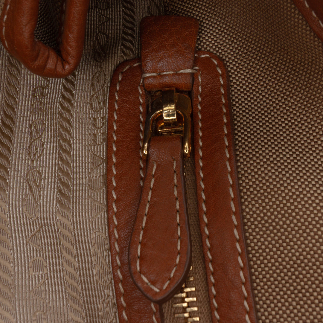 Prada Toile Canapa Logo Bow Sac cartable