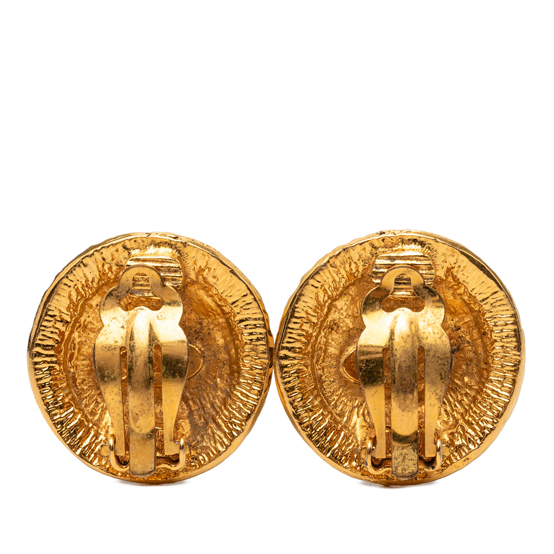 Chanel CC plaqué Rue Cambon Rond Clip on Boucles d’oreilles