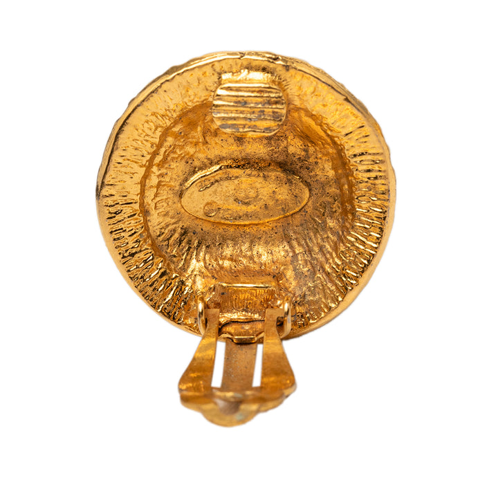 Chanel CC plaqué Rue Cambon Rond Clip on Boucles d’oreilles