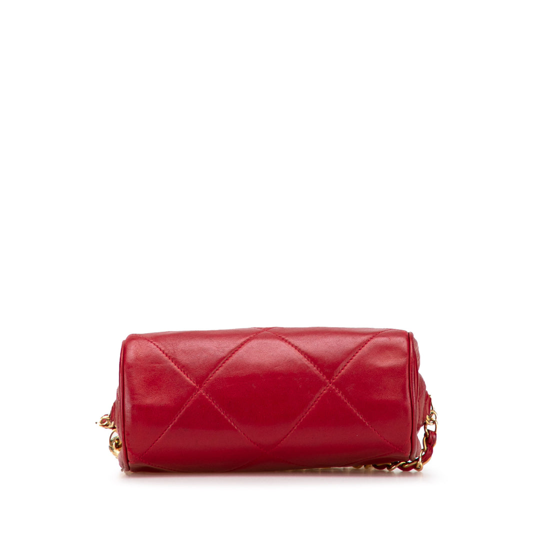 Mini Quilted Lambskin Tassel Barrel Crossbody Red - Gaby Paris