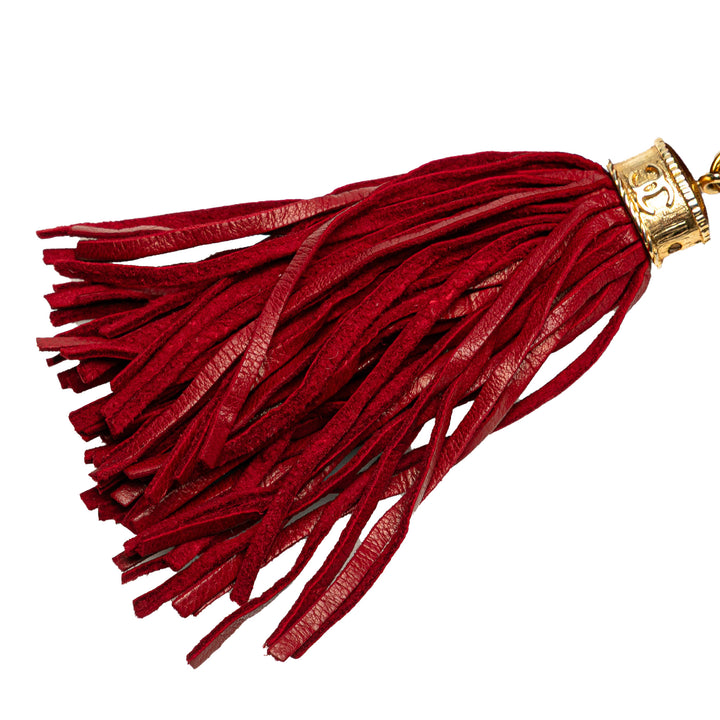 Mini Quilted Lambskin Tassel Barrel Crossbody Red - Gaby Paris
