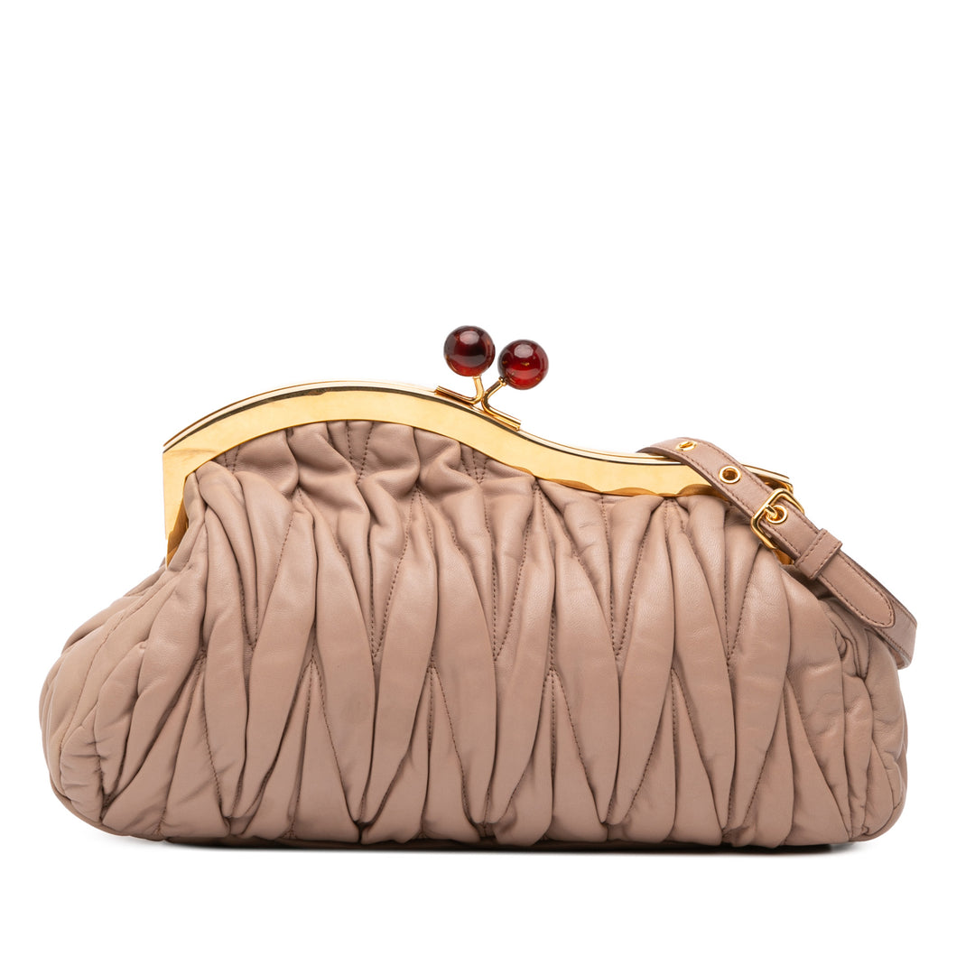 Miu Miu Matelasse Nappa Kiss Lock Pochette on Strap Marron – GABY PARIS Authentique
