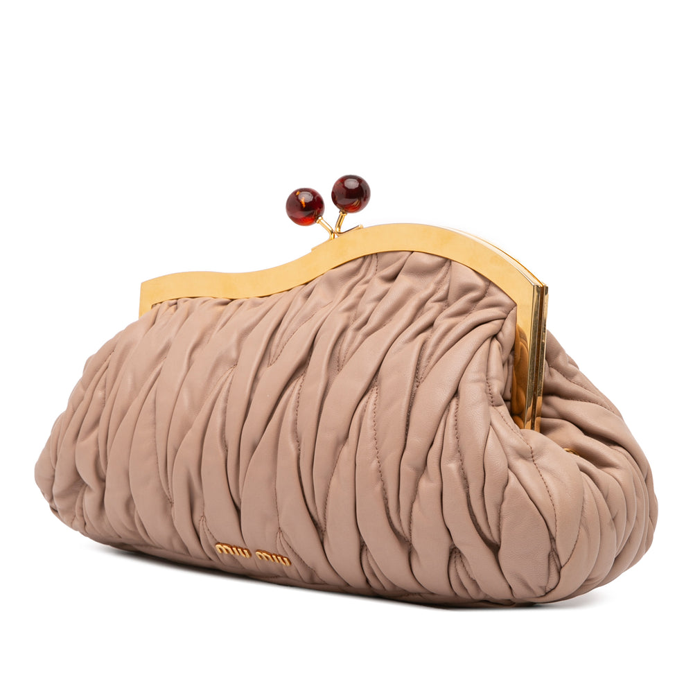 Miu Miu Matelasse Nappa Kiss Lock Pochette on Strap Marron – GABY PARIS Authentique
