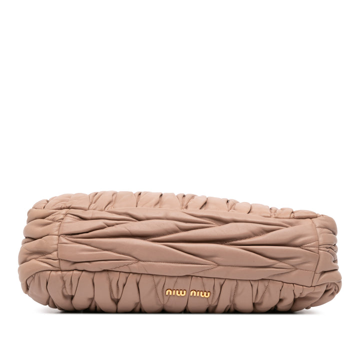 Miu Miu Matelasse Nappa Kiss Lock Pochette on Strap Marron – GABY PARIS Authentique