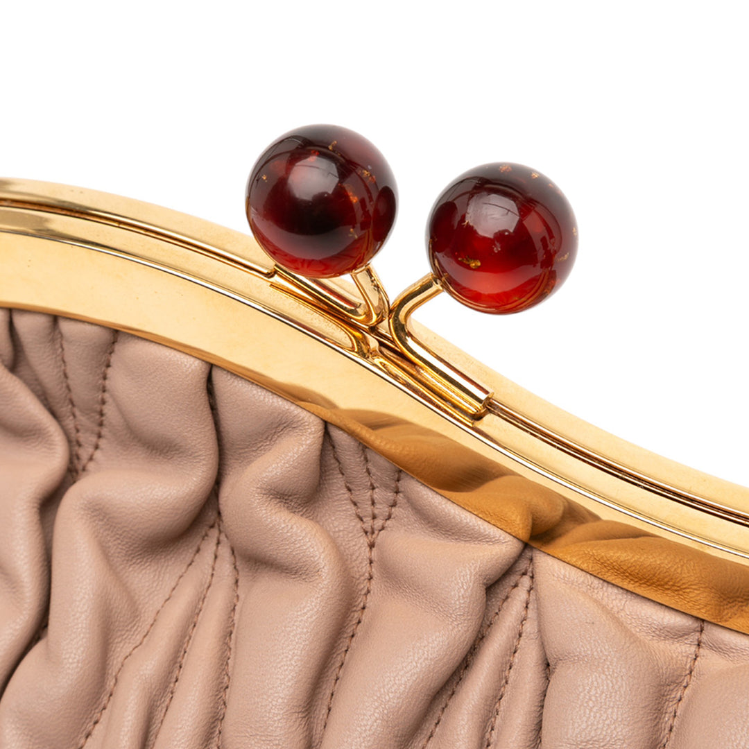 Miu Miu Matelasse Nappa Kiss Lock Pochette on Strap Marron – GABY PARIS Authentique