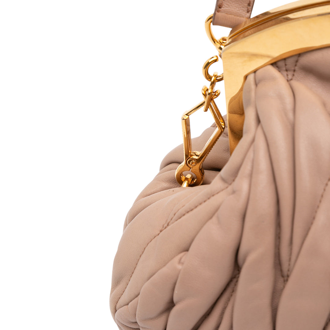 Miu Miu Matelasse Nappa Kiss Lock Pochette on Strap Marron – GABY PARIS Authentique