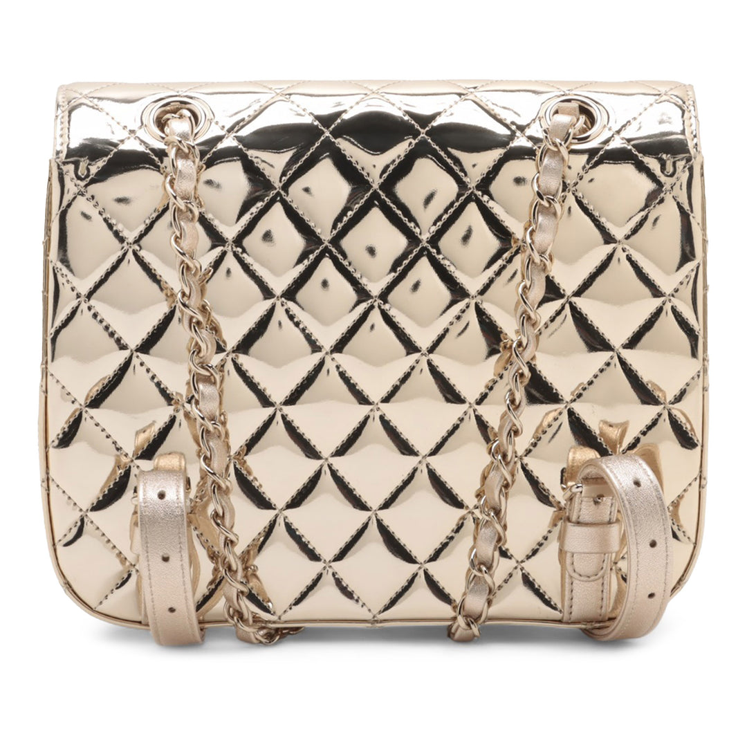 Chanel Quilted Métallisé Mirror Cuir de veau Hollywood Boulevard Sac à dos Doré