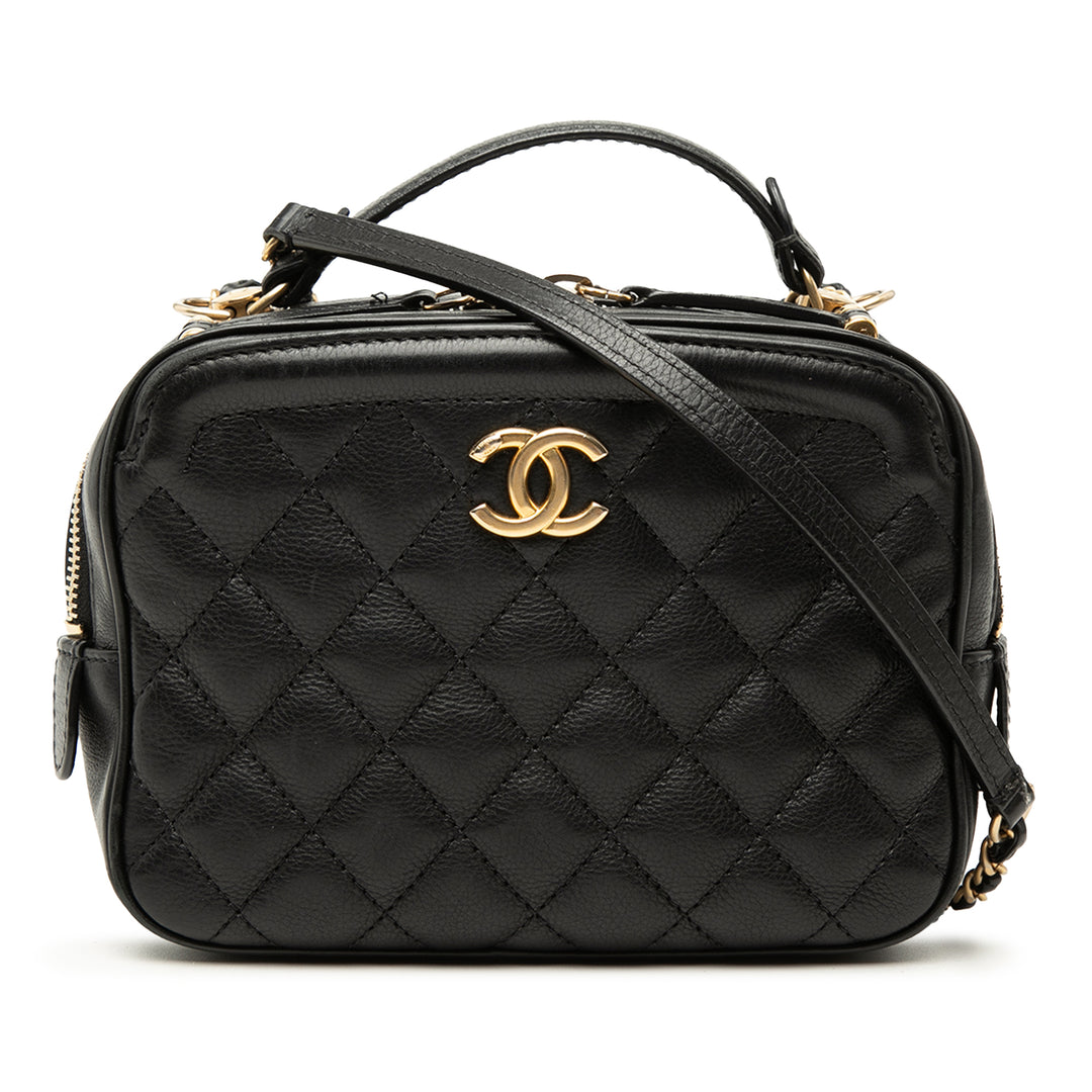Chanel Small CC Matelassé Cuir d’agneau anse supérieure Vanity avec chaîne