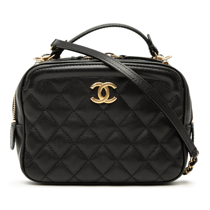 Chanel Small CC Matelassé Cuir d’agneau anse supérieure Vanity avec chaîne