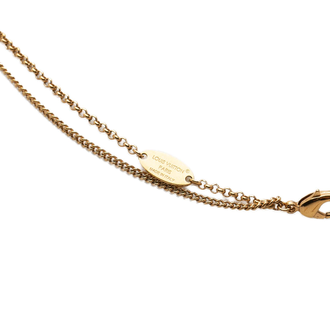 Louis Vuitton plaqué Strass Padlock et Key Pendant Collier Doré – vue 3 – GABY PARIS