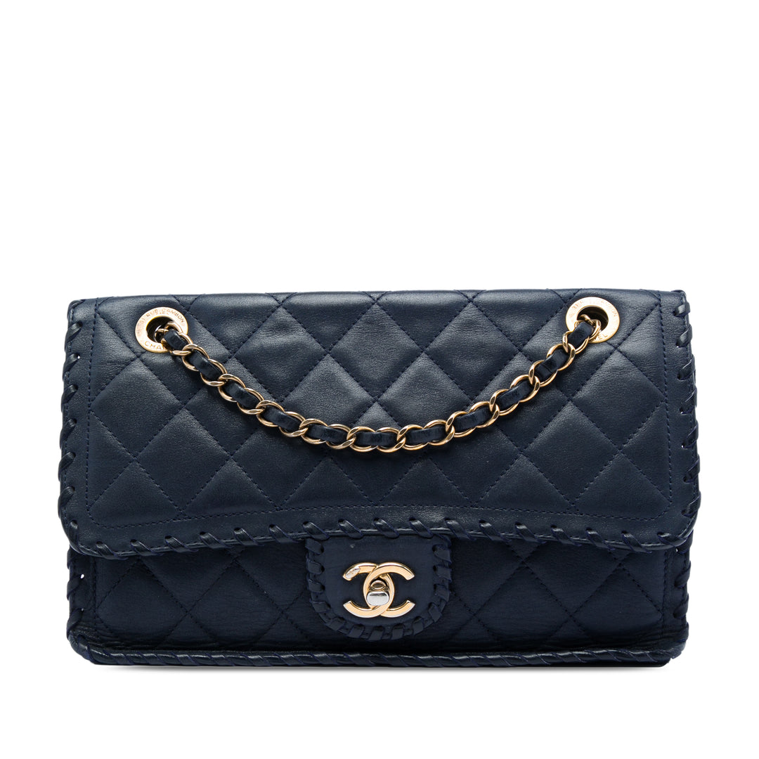 Chanel Matelassé Irisé Happy Stitch à rabat Moyen Cuir de veau
