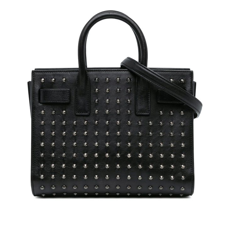 Saint Laurent Nano Studded Leather Sac de Jour Black - GABY PARIS