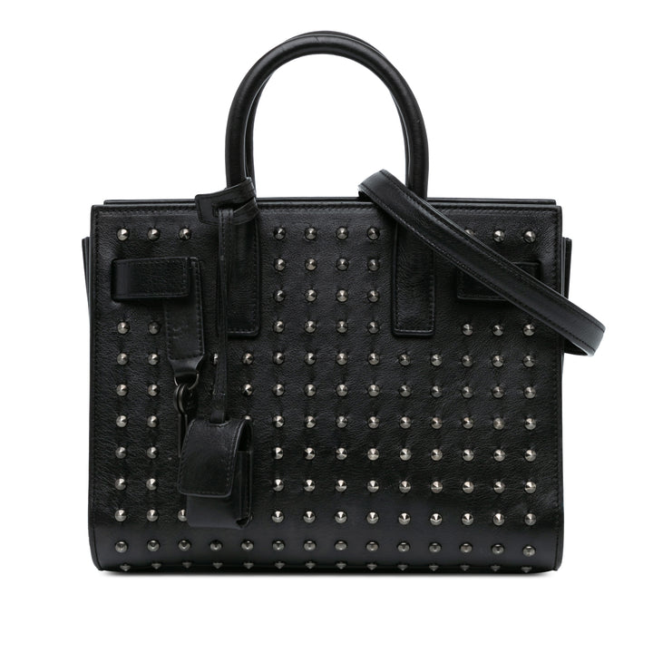 Saint Laurent Nano Studded Leather Sac de Jour Black - GABY PARIS