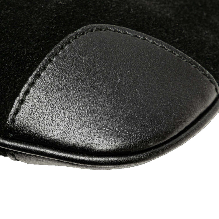 Suede Tiger Head Shoulder Bag Black - Gaby Paris