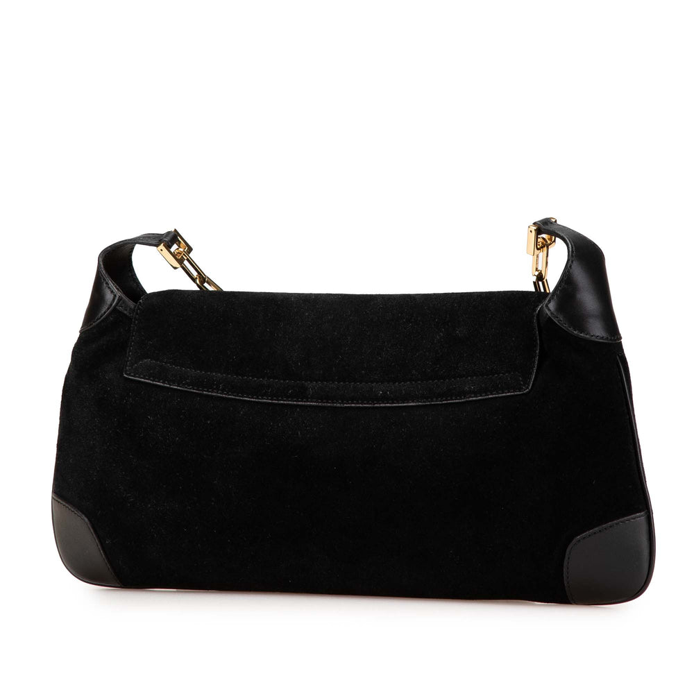 Suede Tiger Head Shoulder Bag Black - Gaby Paris