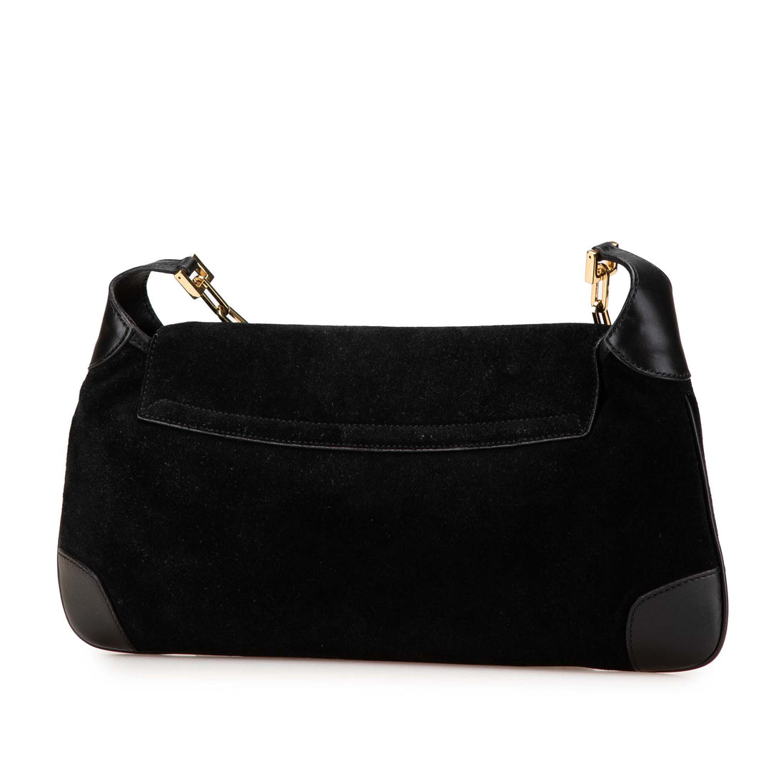 Suede Tiger Head Shoulder Bag Black - Gaby Paris