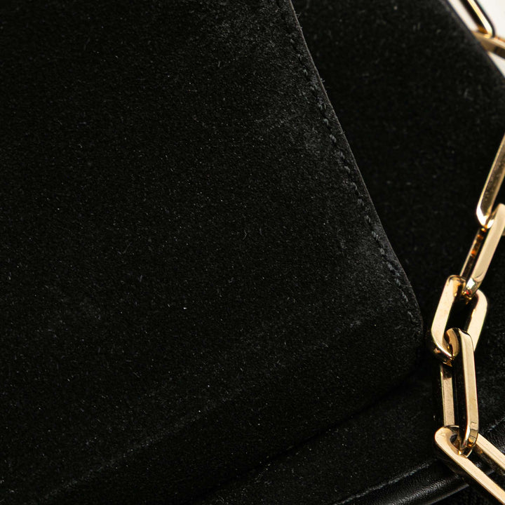 Suede Tiger Head Shoulder Bag Black - Gaby Paris