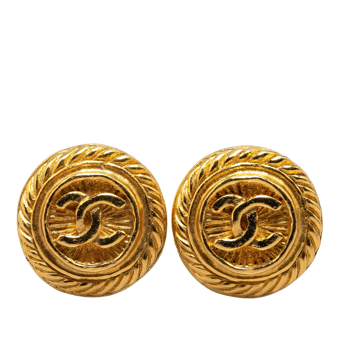 Gold Plated CC Clip On Earrings Gold - Gaby Paris