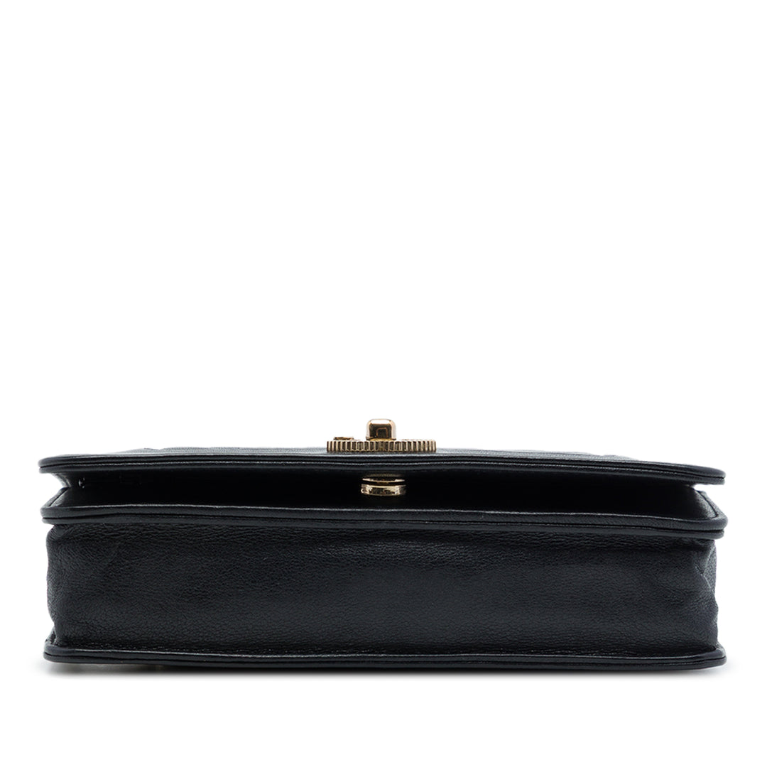 Chanel Chevron Mademoiselle Vintage Wallet on Chain de mouton Noir – vue 3 – GABY PARIS