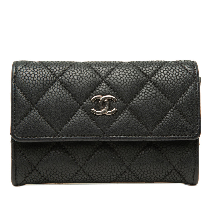 Chanel CC Matelassé Caviar à rabat Card Holder