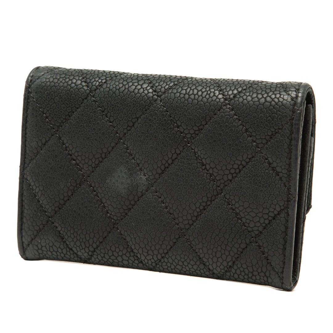Chanel CC Matelassé Caviar à rabat Card Holder