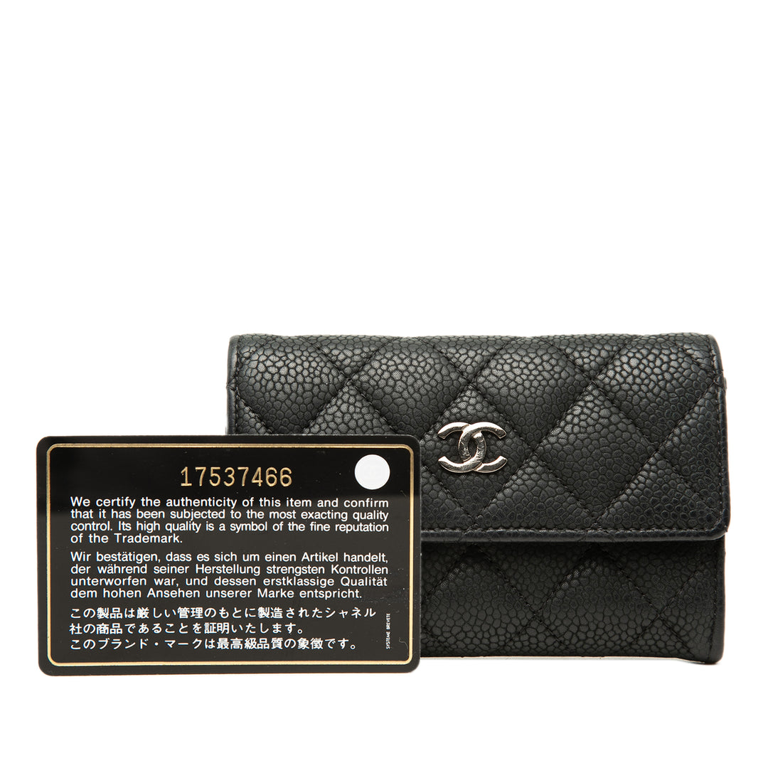 Chanel CC Matelassé Caviar à rabat Card Holder