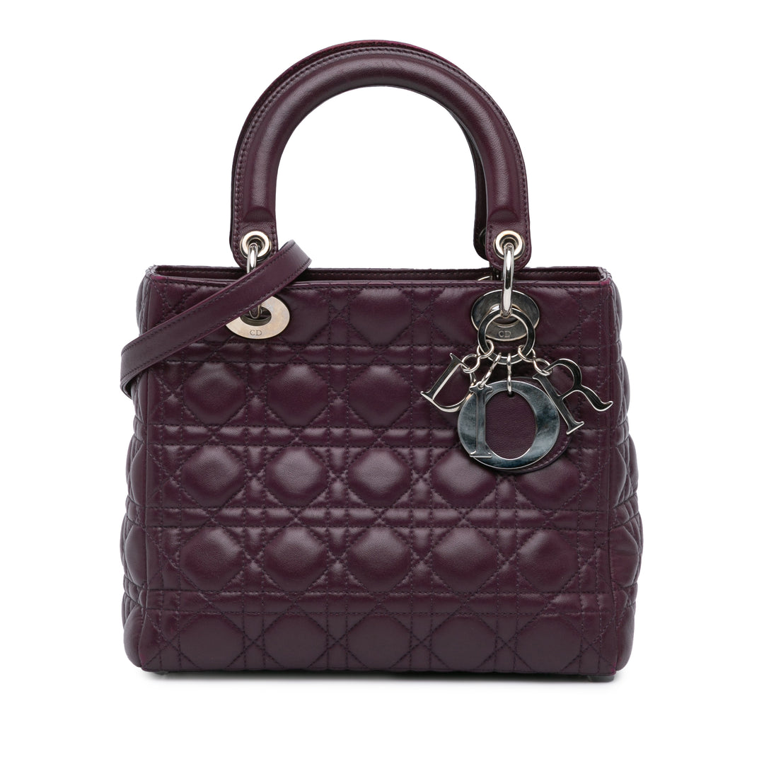 Medium Lambskin Cannage Lady Dior Purple - Gaby Paris