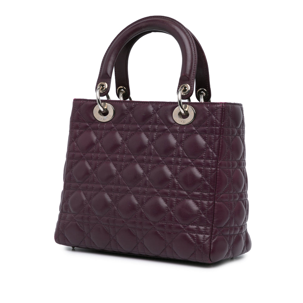 Medium Lambskin Cannage Lady Dior Purple - Gaby Paris