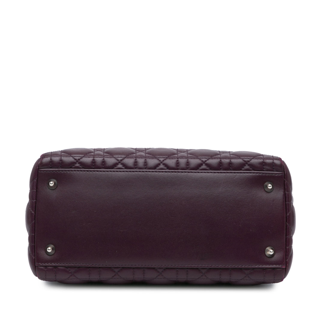Medium Lambskin Cannage Lady Dior Purple - Gaby Paris