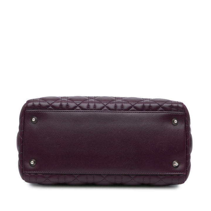 Medium Lambskin Cannage Lady Dior Purple - Gaby Paris