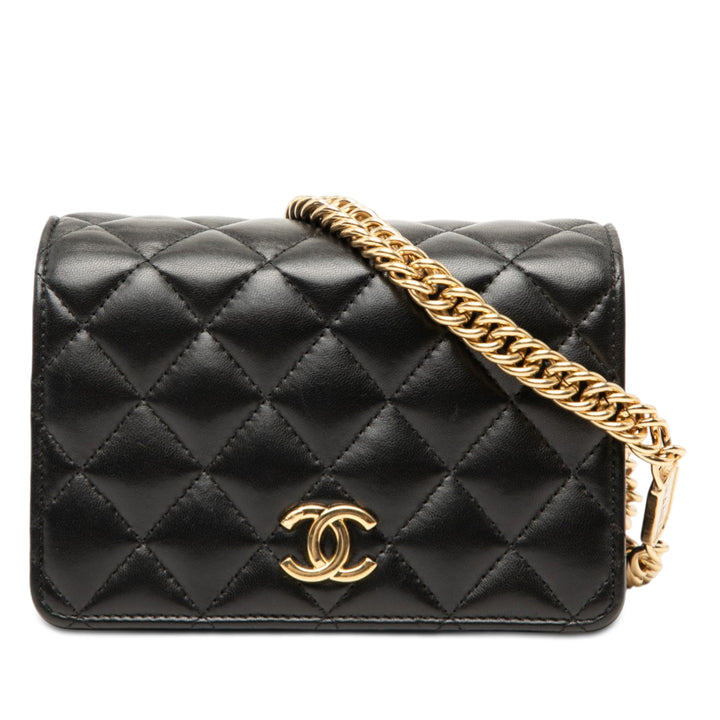 Chanel Mini CC Matelassé Cuir d’agneau Bijoux Wallet on Chain