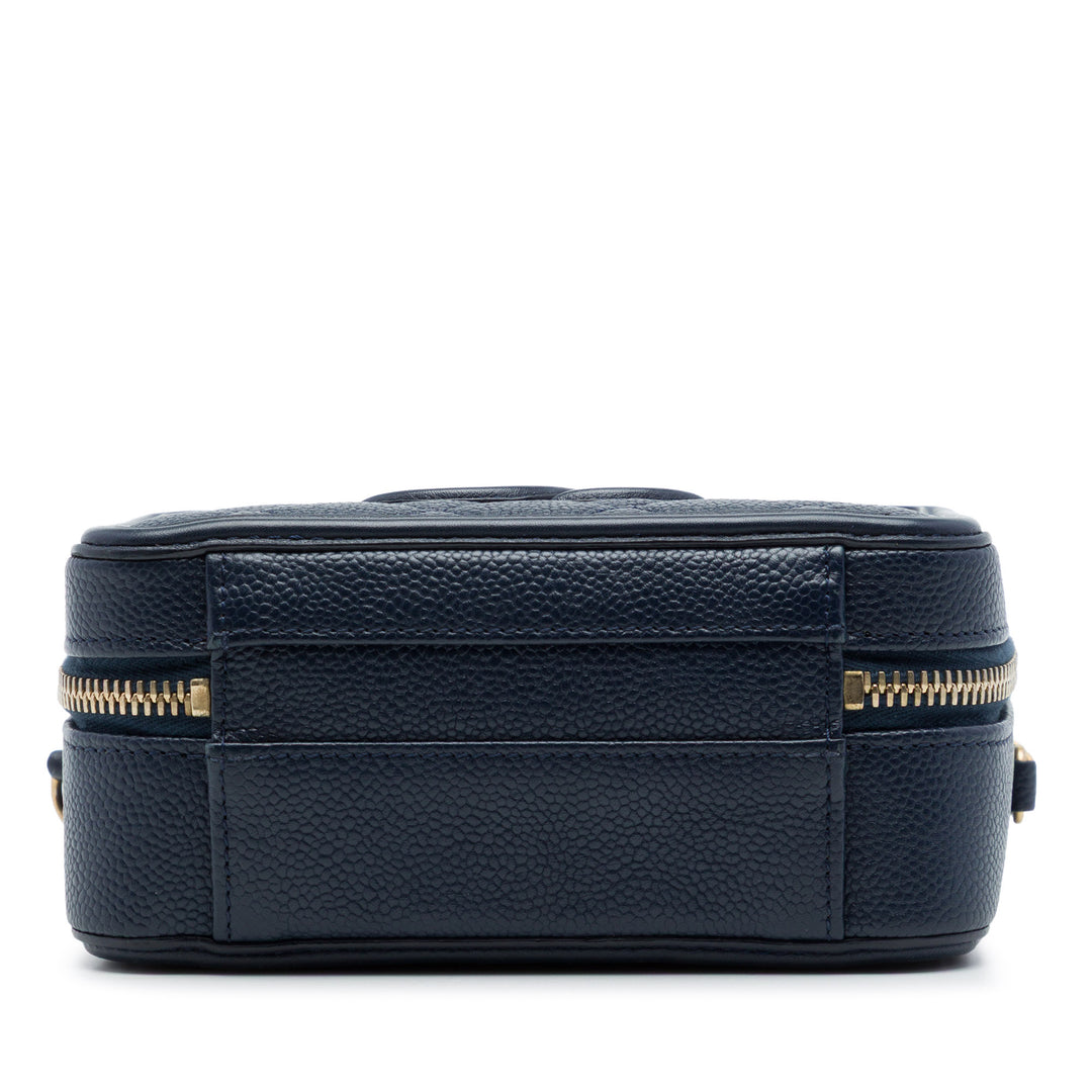 Chanel CC Filigree Vanity Petit Cuir caviar Bleu – vue 3 – GABY PARIS