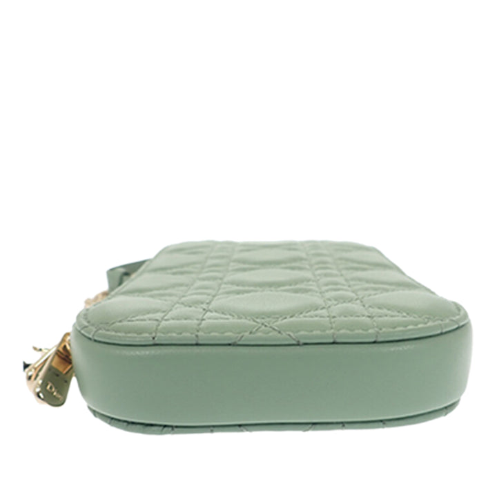 Dior Cannage Lady Dior Call In Étui téléphone Cuir d'agneau Vert