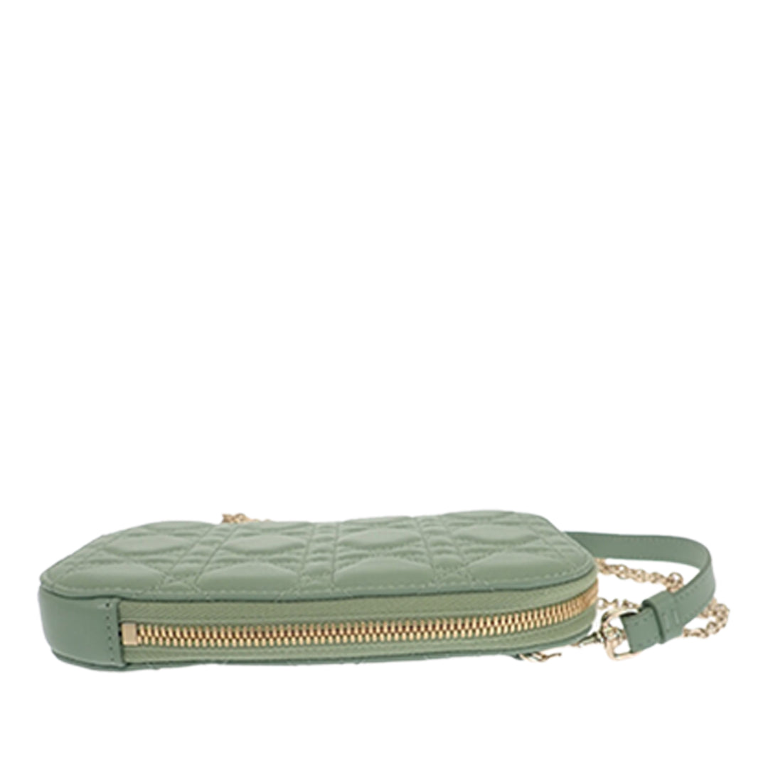 Dior Cannage Lady Dior Call In Étui téléphone Cuir d'agneau Vert