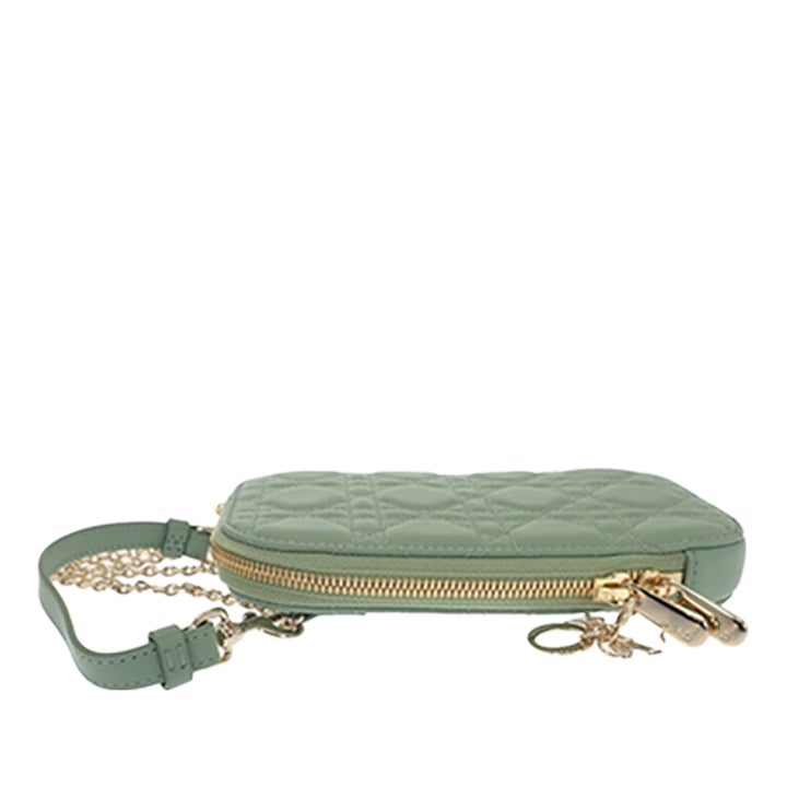 Dior Cannage Lady Dior Call In Étui téléphone Cuir d'agneau Vert