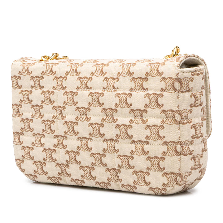 Celine Sac porté épaule Triomphe Matelasse Monochrome Chaîne Beige – vue 2 – GABY PARIS