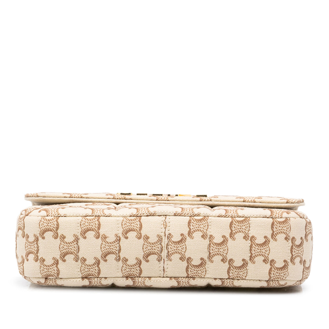 Celine Sac porté épaule Triomphe Matelasse Monochrome Chaîne Beige – vue 3 – GABY PARIS