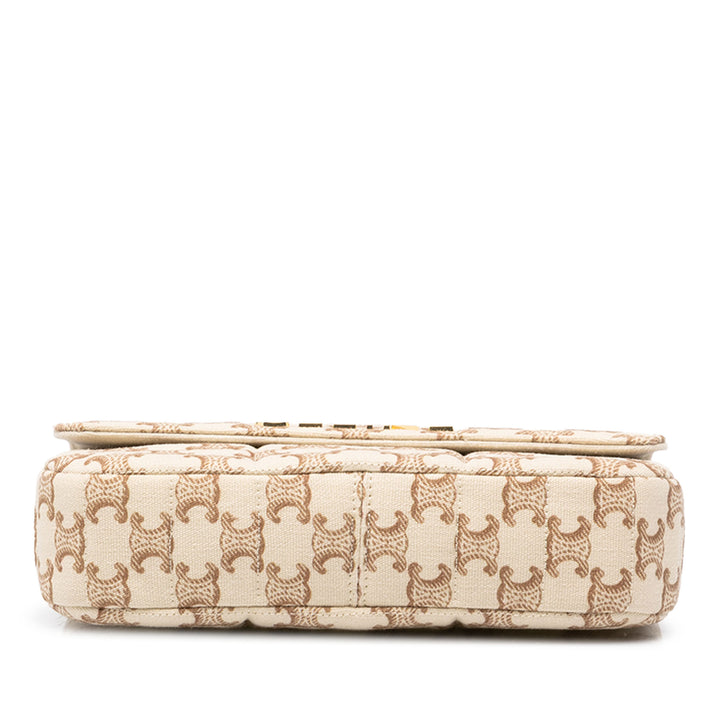 Celine Sac porté épaule Triomphe Matelasse Monochrome Chaîne Beige – vue 3 – GABY PARIS