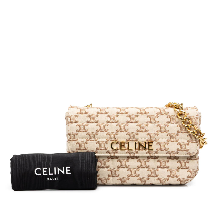 Celine Sac porté épaule Triomphe Matelasse Monochrome Chaîne Beige – vue 7 – GABY PARIS