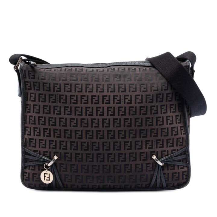 Fendi Zucchino Toile F Charm Sac porté croisé