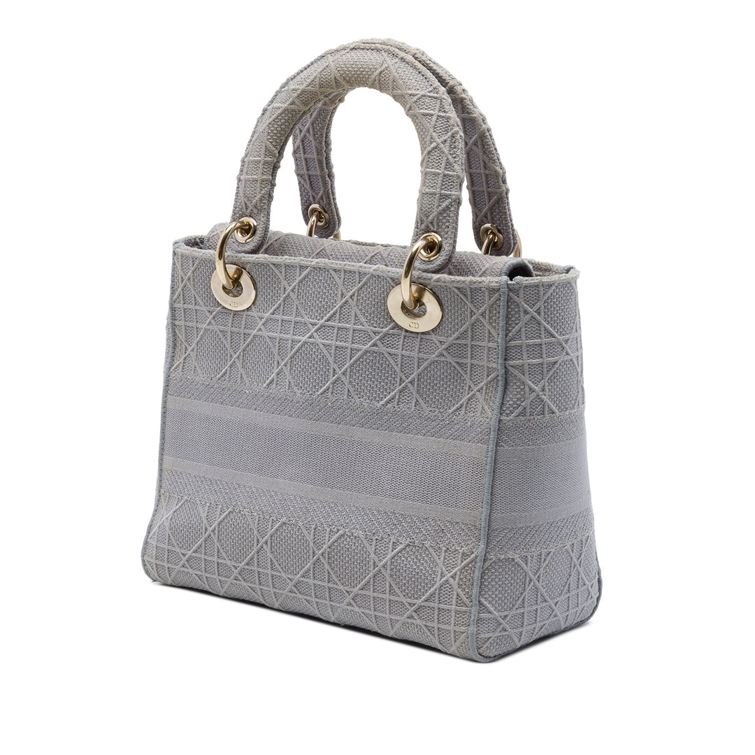 Dior Medium brodé Toile Cannage Lady D Lite