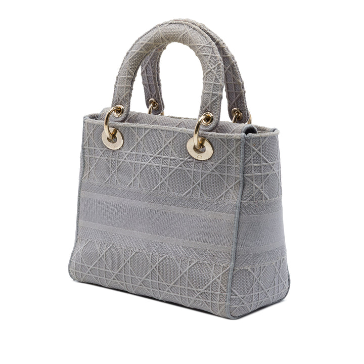 Dior Medium brodé Toile Cannage Lady D Lite