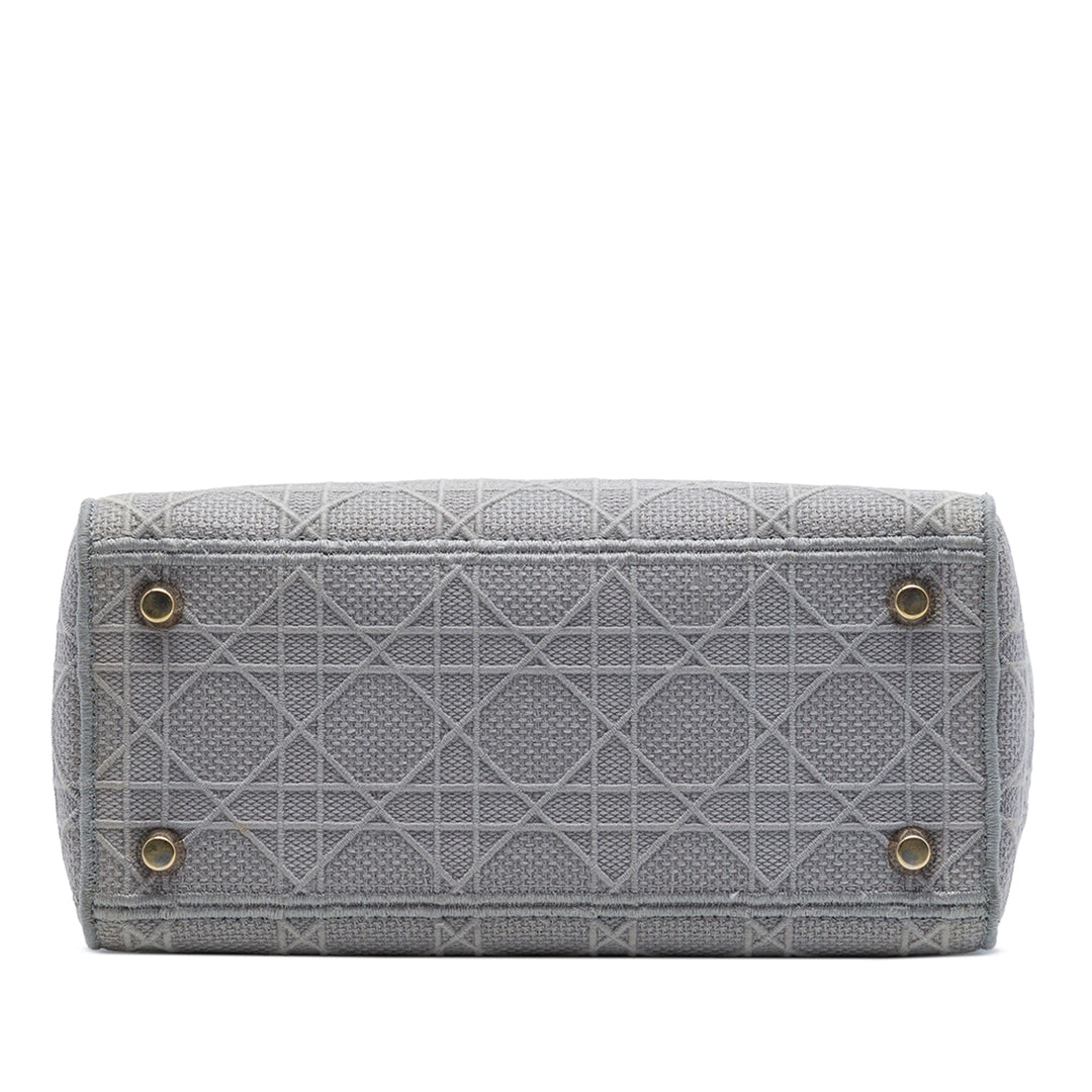 Dior Medium brodé Toile Cannage Lady D Lite
